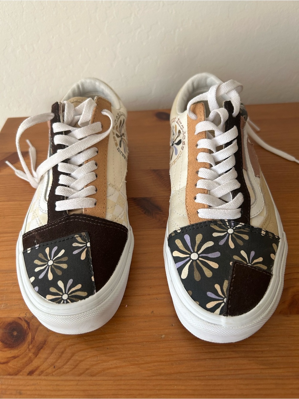 Vans Floral Patchwork Low-Top Sneakers in Black, Brown, Cream